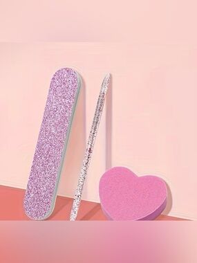 NWT Remi Essentials 3 Piece Pink Glitter Nail Care Set